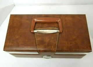 Vintage 8 Track Carrying Case Vintage 1970s Brown Faux Leather EUC holds 15 2