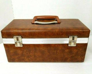 Vintage 8 Track Carrying Case Vintage 1970s Brown Faux Leather EUC holds 15 4