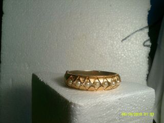 Vintage Crown Trifari Gold Tone & Faux Pearl Hinged Bracelet 2 1/2 "
