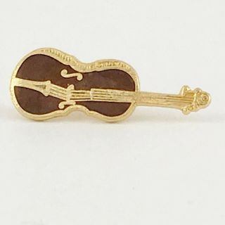 Vintage Gold Tone Enamel Double Bass Red / Brown Pin Brooch