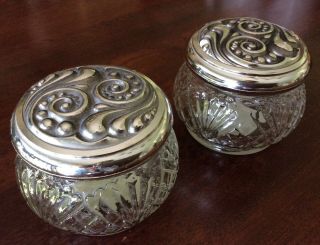 (2) Vintage Avon Empty Glass Lotion Jars Rich Moisture Cream
