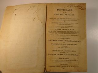 1813 Samuel Johnson Dictionary Of The English Language Philadelphia