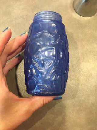 Vtg Westinghouse Glass Shaker Sugar Dispenser Stained Blue Textures GEMCO USA 5