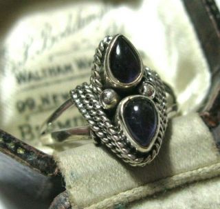 Vintage Style Solid Sterling Silver Real Amethyst Gem Stone Jewellery Ring R 8.  5