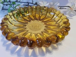 Vintage Honey Gold Glass Sunflower Dish 5 1/2 Inches