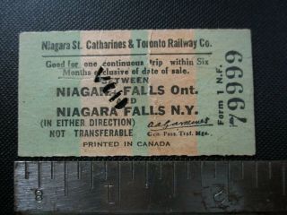 Vintage Niagara St.  Catharines & Toronto Railway Ontario Canada York Ticket
