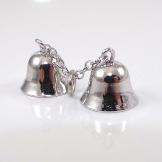 Wells Vintage Sterling Silver 3d Articulated Bells Christmas Charm Ldg3
