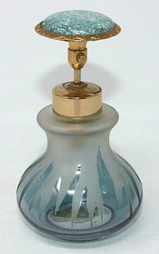 Vintage Devilbiss Perfume Pump Bottle,  West Germany Ice Blue Frosted Glass Euc