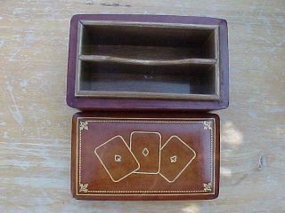 Vintage Italian Leather Dual Playing Card Box Holder