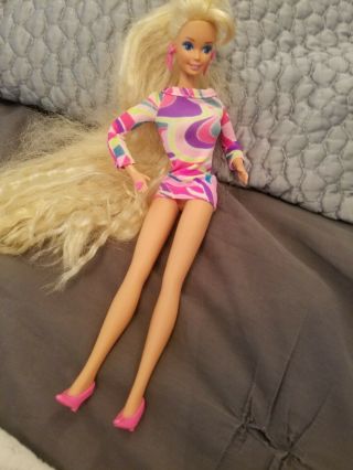 Vintage 1991 Totally Hair Blonde Barbie Doll Mattel Long Crimped Hair