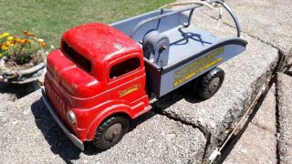 Vintage Structo Wind Up Toyland Garage Wrecker Tow Truck Construction Toy