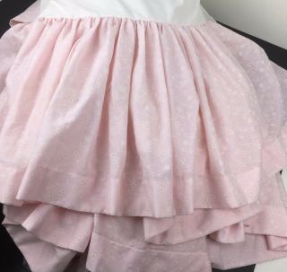 Vintage Sears & Roebuck Pink Eyelet Full Size Bed Ruffle Skirt Percale