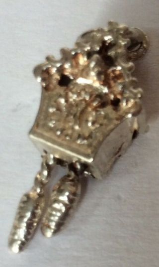Vintage Silver Bracelet Charm Of An Articulated Moving Cuckoo Clock