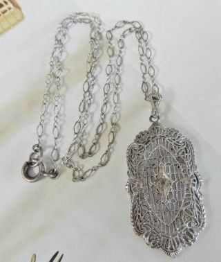 Vintage Art Deco Italian Sterling Silver Camphor Glass Necklace H300 3
