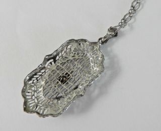 Vintage Art Deco Italian Sterling Silver Camphor Glass Necklace H300 7