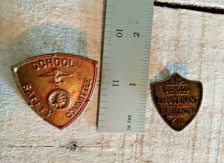 Vintage School Crossing Guard Safety Patrol Metal Badges,  Lieutenant & Committee
