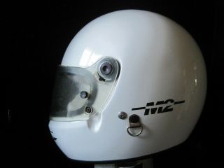 Vintage Bell M - 2 Motorcycle Full Face Helmet White Flip Up Shield