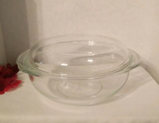 Vtg Pyrex Clear Glass Ovenware 024 2 Qt.  Casserole Dish Bowl With 684 - C Lid