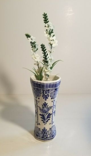Vintage Delft Holland 5 1/4 " Bud Vase - Blue And White