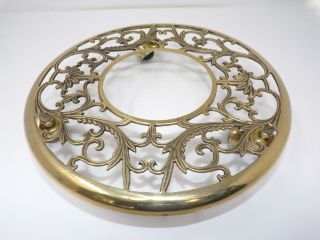 Vintage Ornate Brass Rolling 11 " Plant Dolly Stand 322