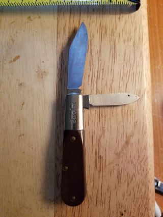 Vintage Barlow Knife Brown 2 Blade Pocket Folding Collectible