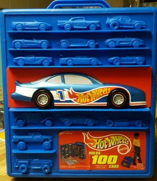 Vintage Hot Wheels 3d 100 Car Carrying Case/rolling Display W/ Handle Style