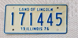 Vintage 1976 Illinois Motorcycle License Plate Number 171 445