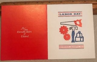 Vtg 1970 United Airlines Labor Day Menu Fly The Friendly Skies Of United