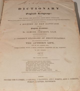Samuel Johnson DICTIONARY OF THE ENGLISH LANGUAGE Vol II Eighth edition c1800 3