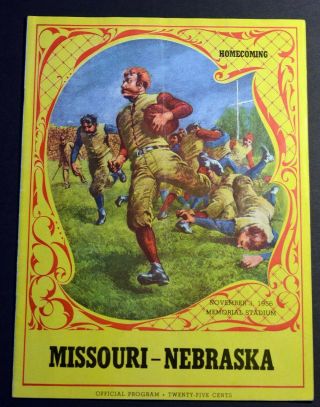 November 3 1956 Nebraska Cornhuskers Missouri Vintage Football Program Ex