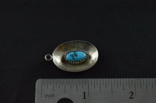 Vintage Sterling Silver Turquoise Stone Oval Pendant - 3g 3