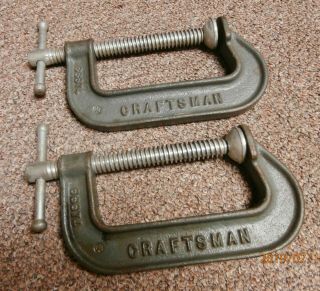 2 - Vintage Craftsman 66674 (4 ") C - Clamp - Made In Usa Malleable -
