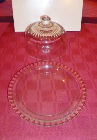Vintage Luminarc 2 Piece Glass Cheese Or Butter Display Dome & Plate FRANCE 3
