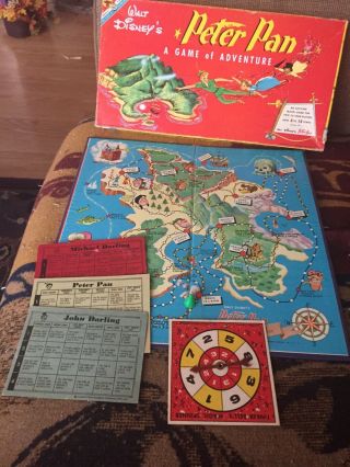 Vintage Board Game Walt Disney ' s Peter Pan Game of Adventure 1953 4