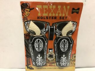 Vintage Pair Vintage Halco Texan Cap Gun And Holster Set Moc