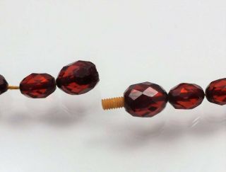 VINTAGE BAKELITE CHERRY RED AMBER FACETED GRADUATING BEAD NECKLACE 38.  3 GRAMS. 4