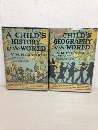 A Child’s History & Geography Of The World Hardcover Books By V.  M.  Hillyer 1951
