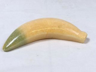 Vintage Yellow Green Banana Alabaster Marble Stone Fruit Italy Paperweight