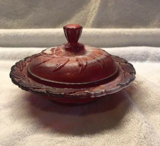 Vintage Imperial Red Slag Glass Covered Round Butter/cheese Dish