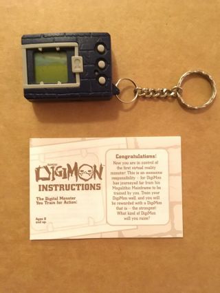 Bandai Vintage 1997 Digimon Virtual Pet Ver.  1 With Instructions Navy Blue
