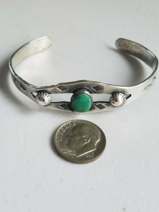 Vintage 1950 ' s Old Pawn Navajo Sterling Silver Turquoise Cuff Bracelet 6