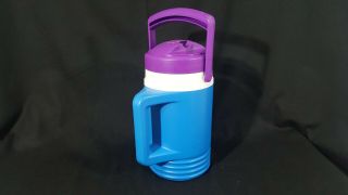Vintage Igloo 1/2 Half Gallon Water Cooler Jug With 2 Handles Blue And Purple