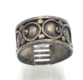 Vintage Taxco Ornate Band Sterling Silver 925 Ring 7g Sz8 M931
