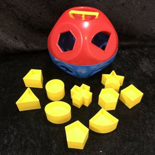 Tupperware Shape O Ball Toy Blue Red Yellow Complete Shape Sorter Vintage