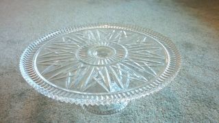 Brilliant Vintage Clear Cut Heavy Glass/crystal Pedestal Cake Plate - 10 Inch