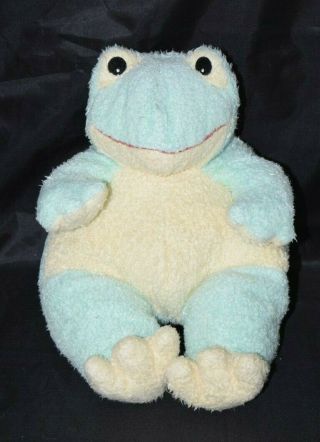 Vintage Ty Pluffies Baby Rattle Frog Soft Plush Stuffed Animal 11 "