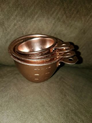 Vintage Style Copper Colored Measuring Cups 1 Cup 1/2 Cup 1/3 Cup 1/4 Cup Bin 38