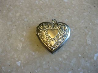 Vintage Heart Shaped Sterling Pendant Locket / 5.  3 Grams /
