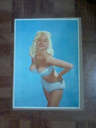 Vintage Jayne Mansfield Picture/poster 12x16 Colored Pinup 1950 
