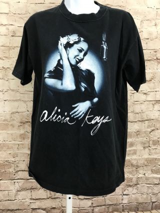 Vintage Alicia Keys Diary Tour 2005 Graphic Black Tee Shirt Sz M Anvil